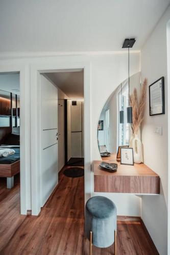 Katil atau katil-katil dalam bilik di Wunderschönes Luxus Tiny Haus