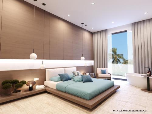 a bedroom with a bed and a bath tub at Bali Investment Agency in Ubud