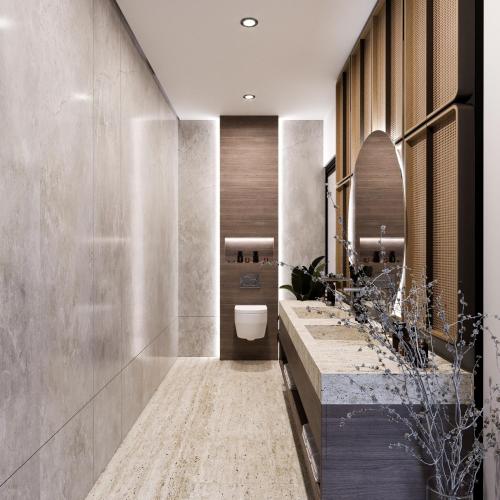 a bathroom with two sinks and a toilet at Bali Investment Agency in Ubud