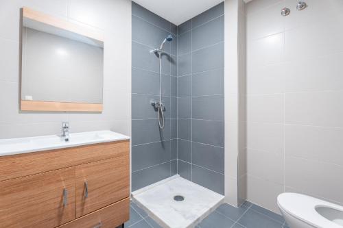 a bathroom with a shower and a sink at Llanera de Ranes in Llanera de Ranes