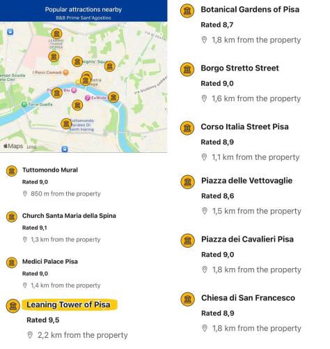 a screenshot of a cell phone with a map at B&B Prime Sant'Agostino in Pisa