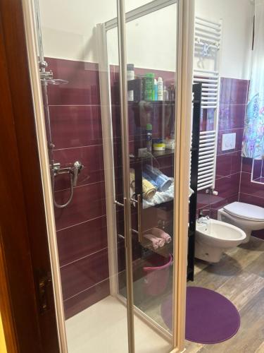a bathroom with a shower and a toilet at Casa Syria in Potenza