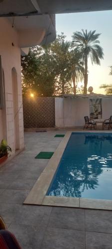 a swimming pool in front of a house at Villa Rose-Luxor in Luxor
