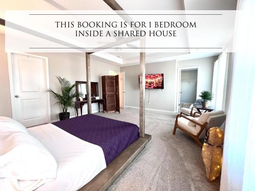 a bedroom with a bed and a bedroom inside a shared house at Rest Easy in North Carolina in Denver