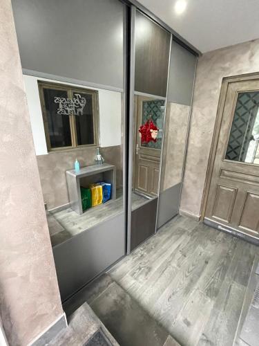 une salle de bain avec un lavabo et un miroir dans l'établissement Appartement proche centre Colmar parking public gratuit, à Colmar