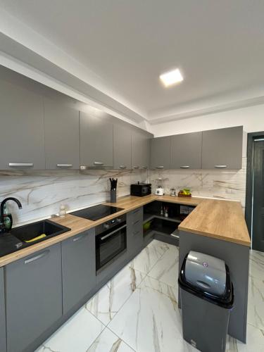 Kuchyň nebo kuchyňský kout v ubytování Tihuța Village