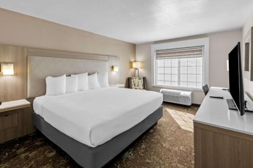 a hotel room with a large white bed and a television at Best Western Worlds Of Fun in Kansas City