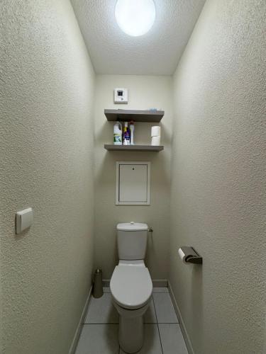 a small bathroom with a toilet in a room at F2 rénové lumineux dans résidence avec balcon et parking in Talange