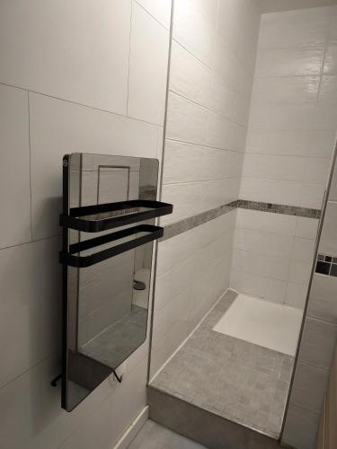 d'une douche à l'italienne avec une porte en verre. dans l'établissement T2 Moderne Centre Ville, au Havre