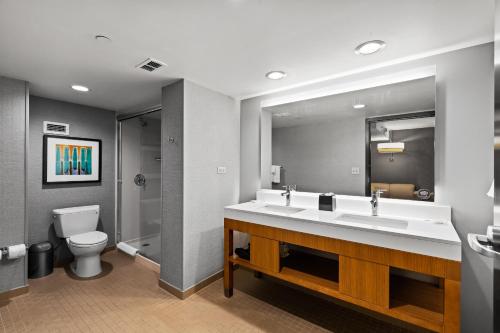 a bathroom with a sink and a toilet at Hyatt Place Chicago O'Hare Airport in Rosemont