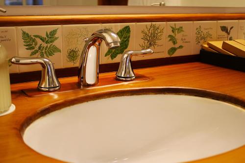 a bathroom sink with a faucet on a counter at Sooke Harbour House in Sooke