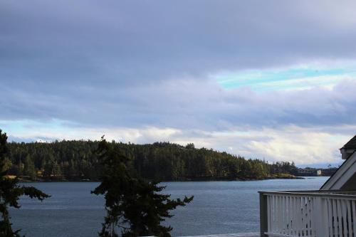 a view of a lake from a house at Sooke Harbour House in Sooke