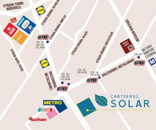a map of the centurion solara location at Alex MNL lux Apartment 2 free parking in Bucharest