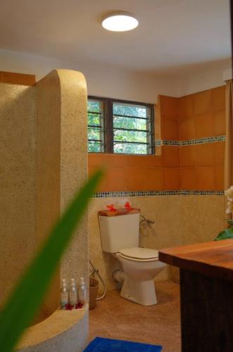a bathroom with a toilet and a sink at Salty's Kitesurf Village in Kilifi