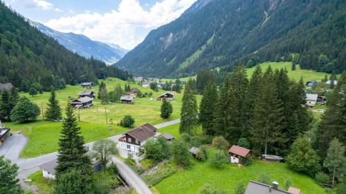 an aerial view of a village in the mountains at Casa Christian in Partenen
