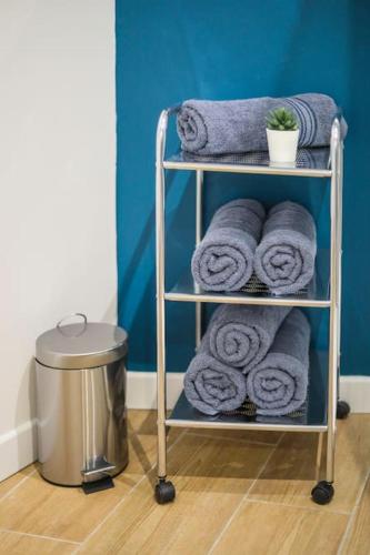 - un porte-serviettes dans la salle de bains dans l'établissement Le Havre de Maïa - Centre ville - 4 personnes, au Havre