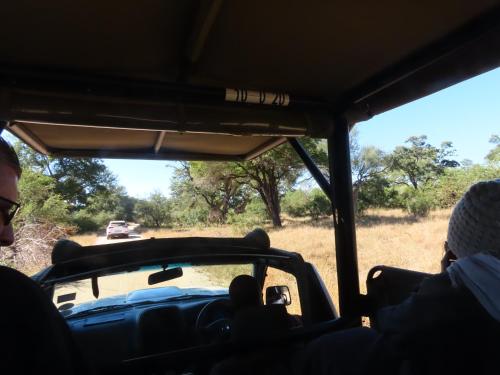 a group of people riding in a safari vehicle at Sunset Lodge & Safaris in Guernsey Nature Reserve