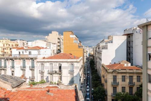 an aerial view of a city with buildings at Marabou Unique Stay in Thessaloniki