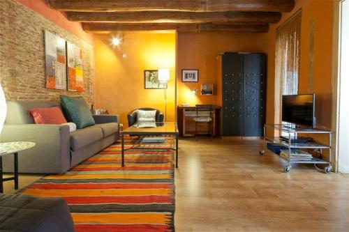 sala de estar con sofá y TV en Friendly Rentals Manuela, en Barcelona