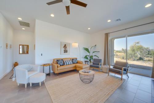 a living room with a couch and chairs at Hikers Retreat with Furnished Patio in Rimrock! in Rimrock