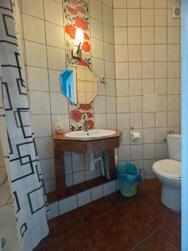 a bathroom with a sink and a toilet at OŚRODEK WYPOCZYNKOWY MAZOWSZE W KARPACZ in Karpacz