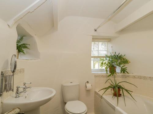ein weißes Badezimmer mit Toilette und Waschbecken in der Unterkunft 3 Cumberland Cottages in Kingsbridge