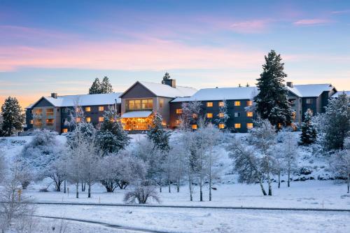 a resort in the snow with snow covered trees at Running Y Ranch Golf & Spa Resort in Klamath Falls