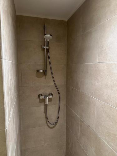 une douche avec pommeau de douche dans une salle de bain dans l'établissement Nid douillet avec terrasse au calme, à Arles