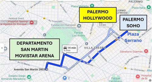 a map of the planned expansion of the palerno hollywood freeway at Villa Crespo Movistar Arena in Buenos Aires