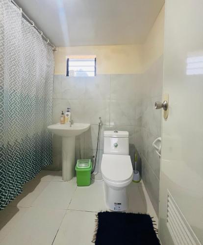 a bathroom with a toilet and a sink at Two Bedrooms Cottage House Beach Front Php 3,500 per night in Caridad