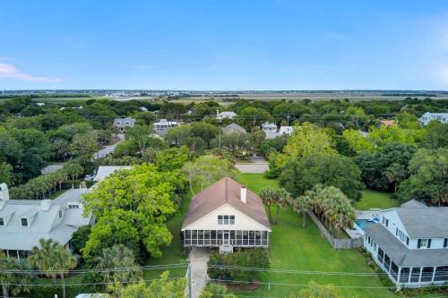 an aerial view of a neighborhood with houses and trees at Ion by AvantStay Walk to Beach Dining Shopping Central Location Deck in Sullivans Island