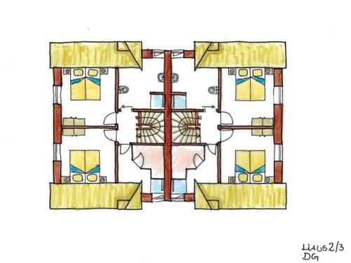 a drawing of a building with stained glass windows at Reethaus 3A in Staberdorf