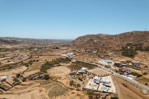 an aerial view of a village in a mountain at Thalelion 3 bedroom Villas with private pool and Jacuzzi in Naxos Chora