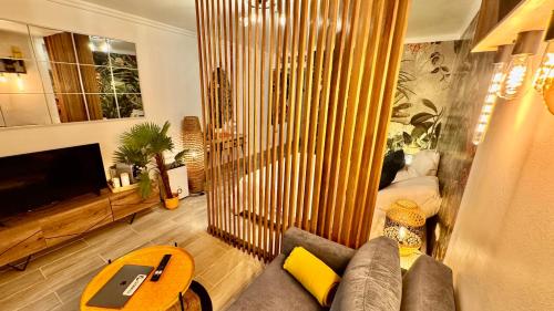Ruang duduk di Magnifique studio Village Vacances Sainte Luce
