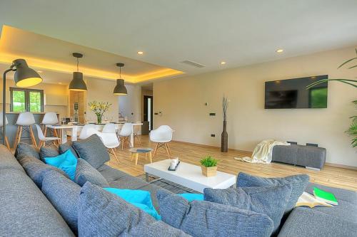 Televiisor ja/või meelelahutuskeskus majutusasutuses Villa Onyx for 12 people near Porec with 65 private pool and jacuzzi