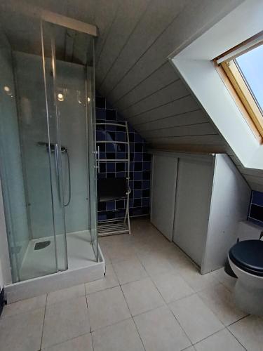 une salle de bain avec douche et toilettes dans l'établissement La Dune, à Berck-sur-Mer