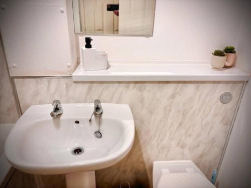 Ένα μπάνιο στο Modern apartment in Stenhousemuir