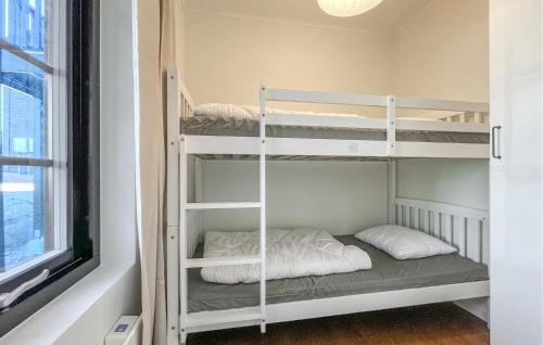 two bunk beds in a small room with a window at Gorgeous Home In Idre With Sauna in Idre
