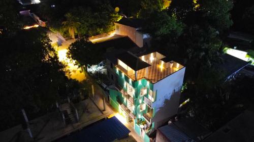 an overhead view of a building with lights on it at Ukulhas Sands in Ukulhas