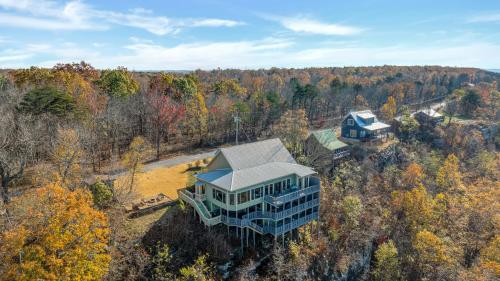 an aerial view of a house in the woods at The Lodge in Mentone in Mentone