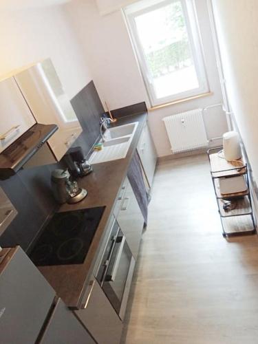une cuisine avec un évier et un plan de travail dans l'établissement Appartement Studio Chez Seb & Martin, à Colmar