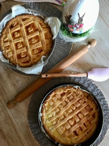 two waffles in a pan on a table at B&B Al Felcino in Fabro