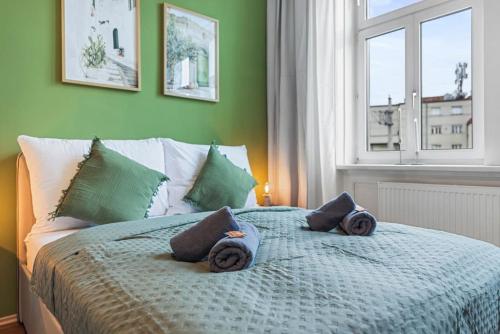Ένα ή περισσότερα κρεβάτια σε δωμάτιο στο Stylish & Modern Viennese Apartment