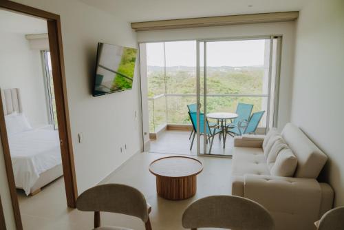 Χώρος καθιστικού στο Baia Kristal Apartamento