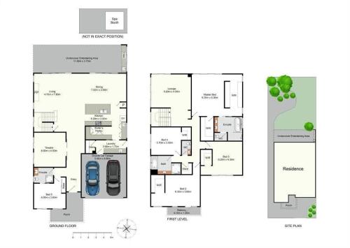 a floor plan of a house at Shoreline Luxe - Refined Beachside Elegance with Spa in Caves Beach