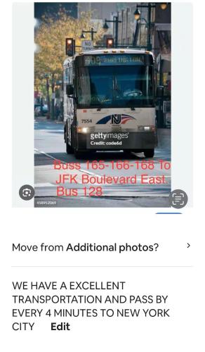 a bus is driving down a city street at Private Room C West NY, NJ 12 mints from NYCit in West New York