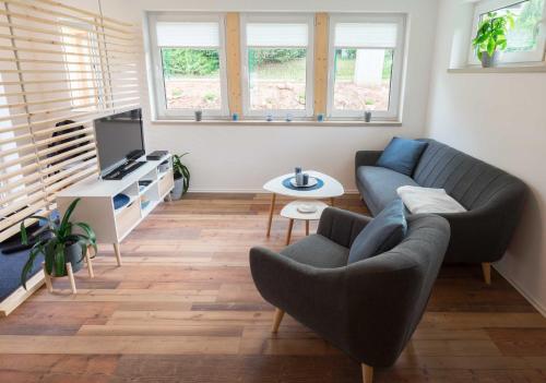 TV a/nebo společenská místnost v ubytování Ferienhaus Harzblüte