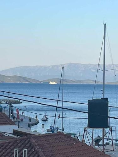 a large body of water with boats in it at Lagkada Dream House in Chios