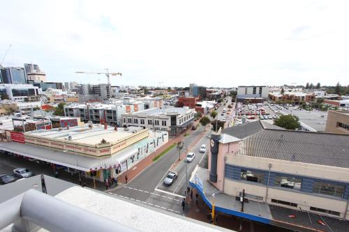 an overhead view of a city with cars on a street at 188 Apartments in Perth