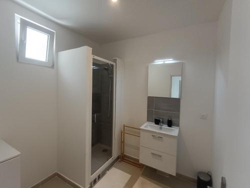 une salle de bain avec douche et lavabo dans l'établissement Proche de LA VILLETTE - Métro 7 à 1 min, à Pantin